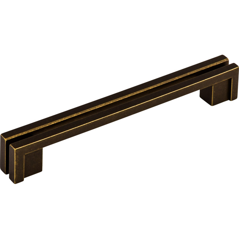 Flat Rail Bar pull, German Bronze, 5" Center to Center