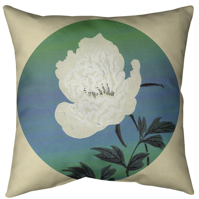 Insert de coussin décoratif de fleur japonaise, Duvet synthétique, 18 po x 18 po, Vert / bleu