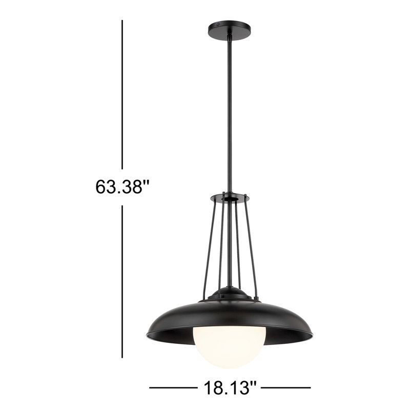 Luminaire suspendu en forme de dôme à 1 lumière Exton, H 19,63 po x l 18,13 po x P 18,13 po