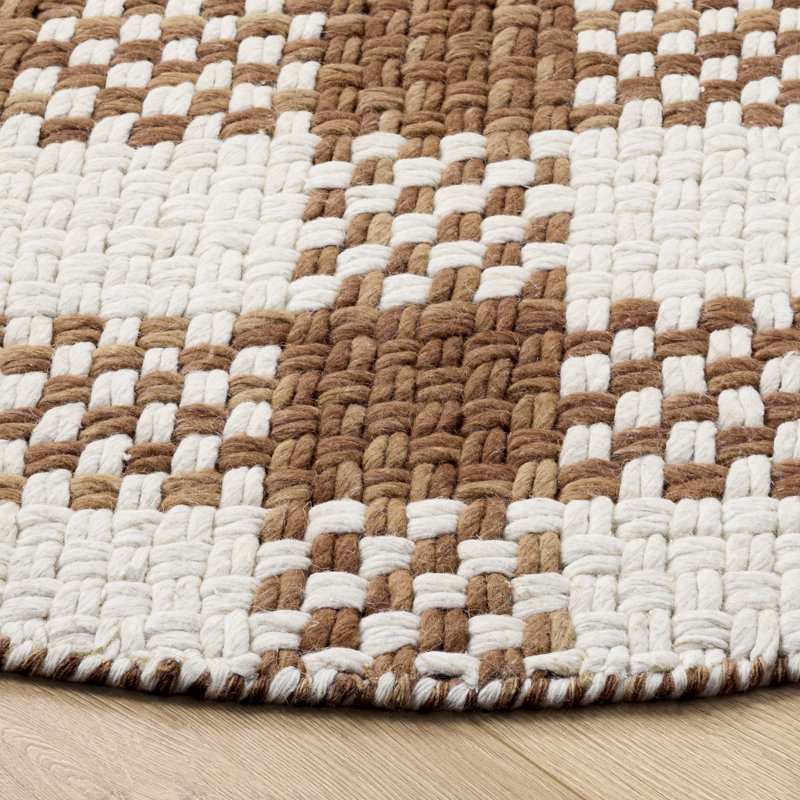 Natural Fiber Couture 105 Hand Woven Performance Checkered Rug, Round 6'