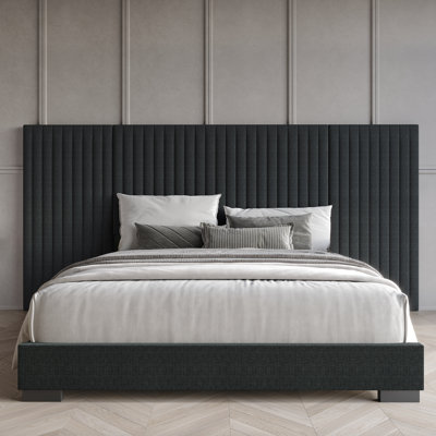 KING SIZE WALL BED IN CHARCOAL GREY LINEN