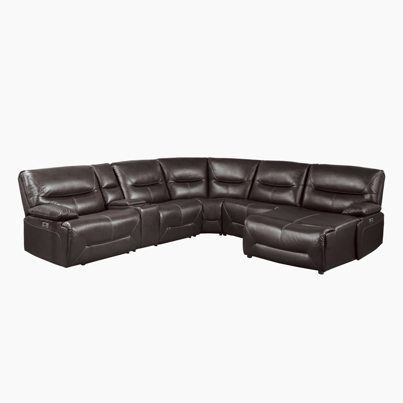 Canapé modulaire inclinable électrique Eiloff, Orienté à droite, Brun