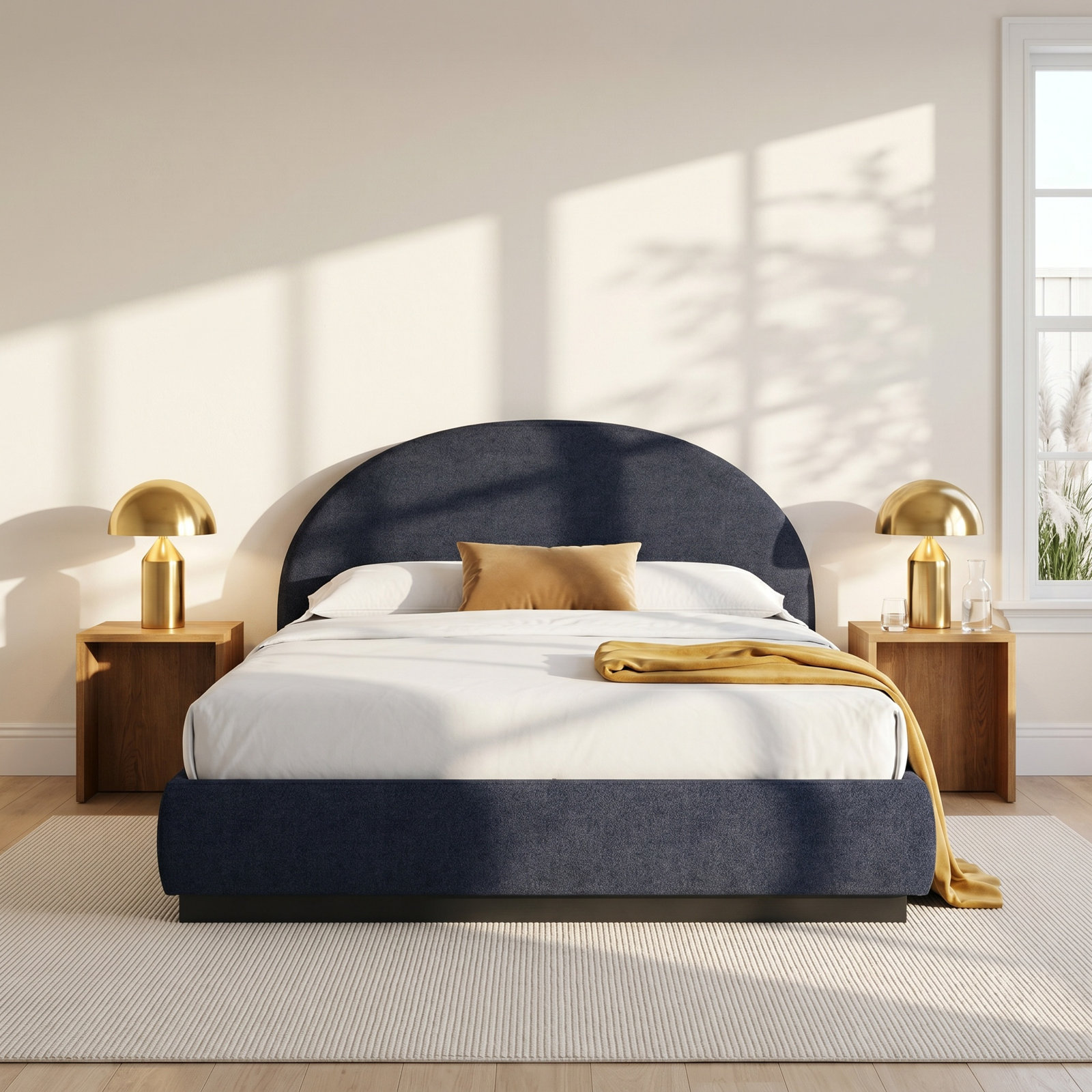 Spann Upholstered Bed, Queen, Blue Jeans