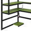 Lit mezzanine simple en bois avec bureau, support de rangement latéral, tablettes multiples et lumière RVB, vert-1308265083-1308265077