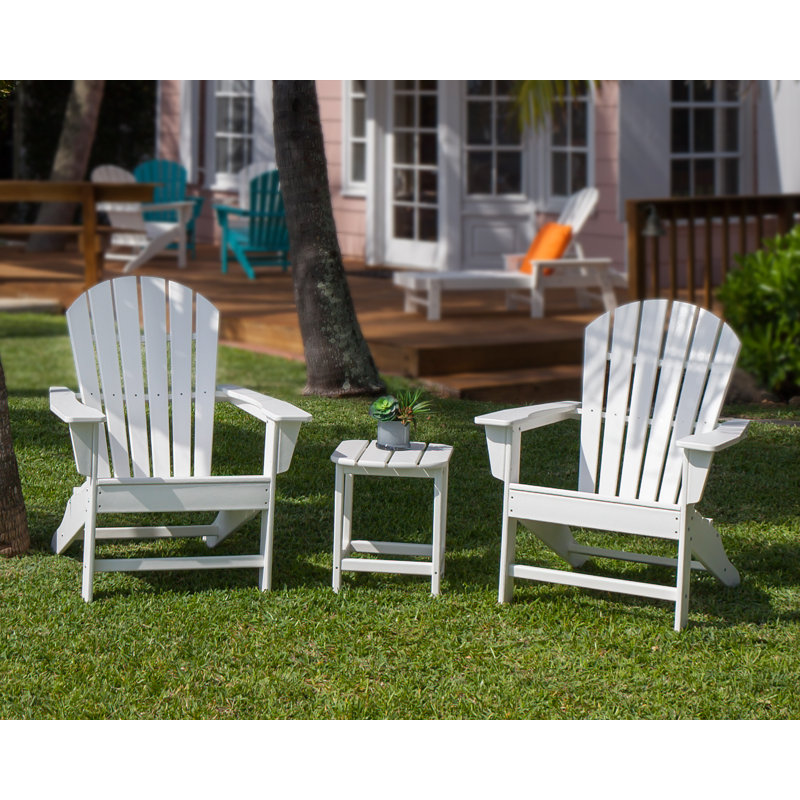 POLYWOOD South Beach Adirondack 3-Piece Set, White
