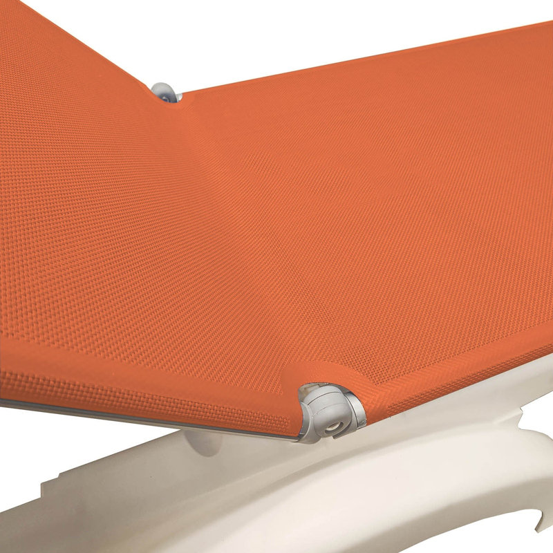 Chaise longue ajustable Grosfillex Jamaïque Beach, Orange / blanc