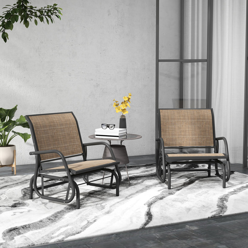 2 fauteuils coulissants à structure en métal avec tissu respirant - parfait pour la cour arrière, le jardin, le bord de la piscine et le balcon