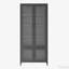 Grande armoire de rangement en métal avec 4 portes vitrées et 5 tablettes latérales