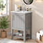 Meuble-lavabo 20 po avec comptoir en céramique, armoire et tablette ouverte-295122715