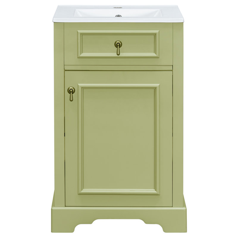 Meuble-lavabo de salle de bain 20 po avec comptoir en céramique, Vert clair