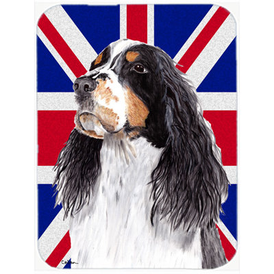 Caroline's Treasures Union Jack Welsh Springer Spaniel with English British Flag Glass Cutting Board