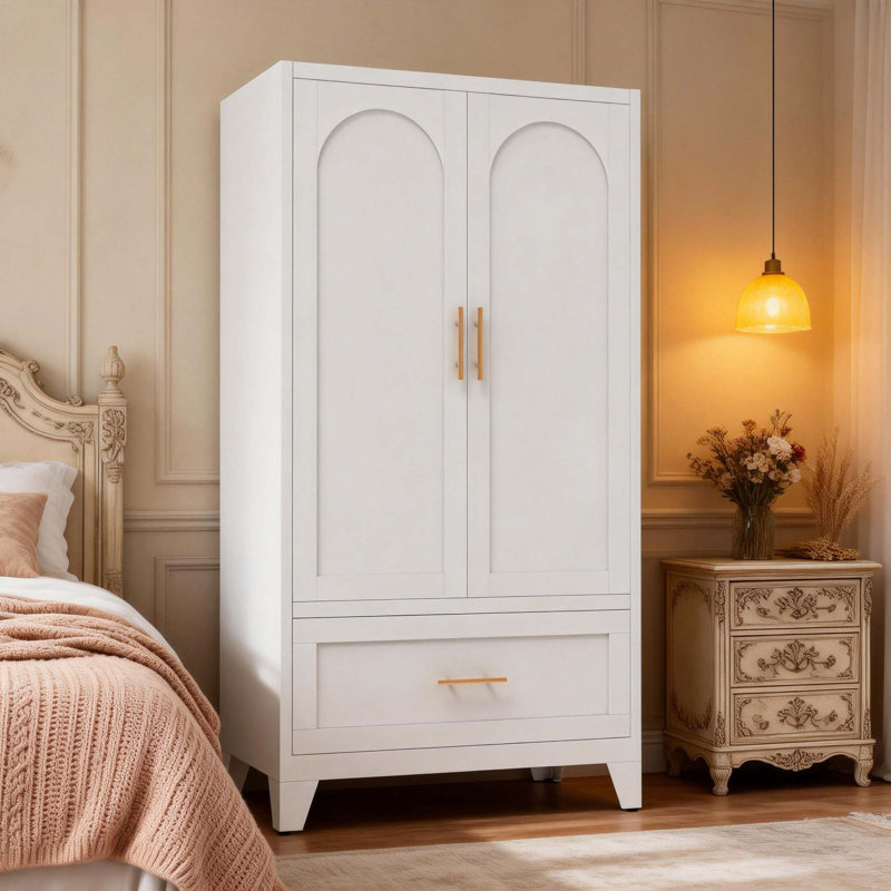 Armoire métallique de 152 cm (60 pouces) avec tiroir et tringle., Blanc