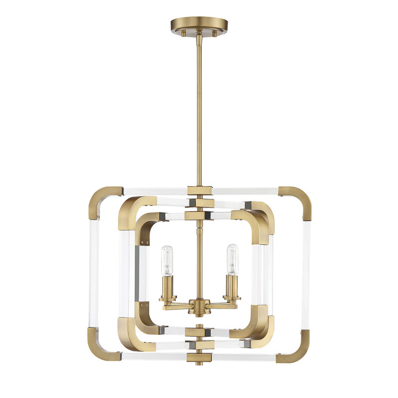 Anrea 4-Light Foyer Chandelier in Warm Brass, Warm Brass