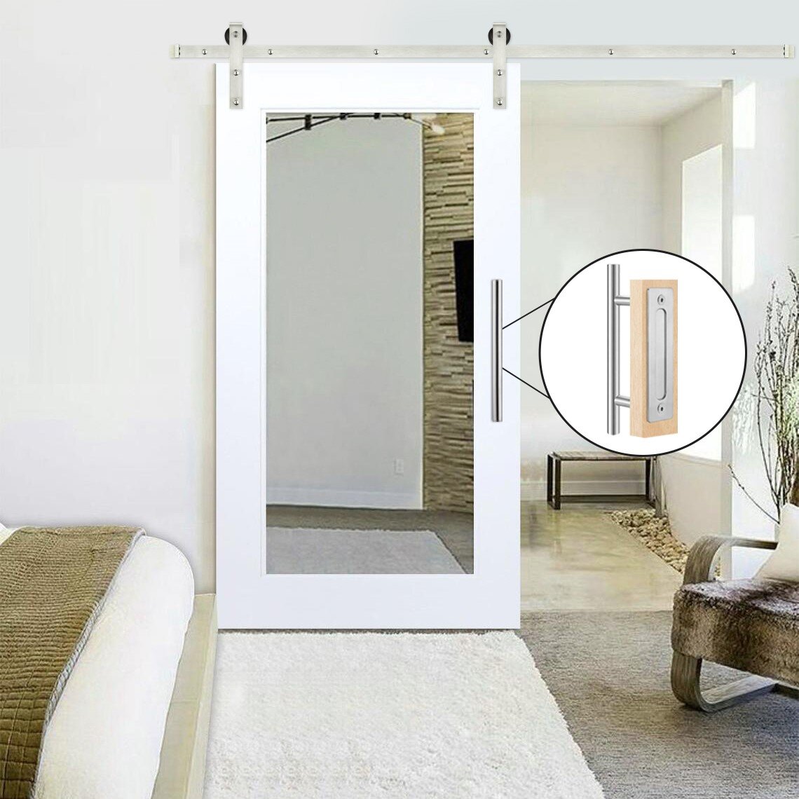 Mirrored Sliding Closet Doors 60 x 80 (Double 31 x 80) with Hardware  Kit & Floor Guide, Mirror Interior Doors Easy Install