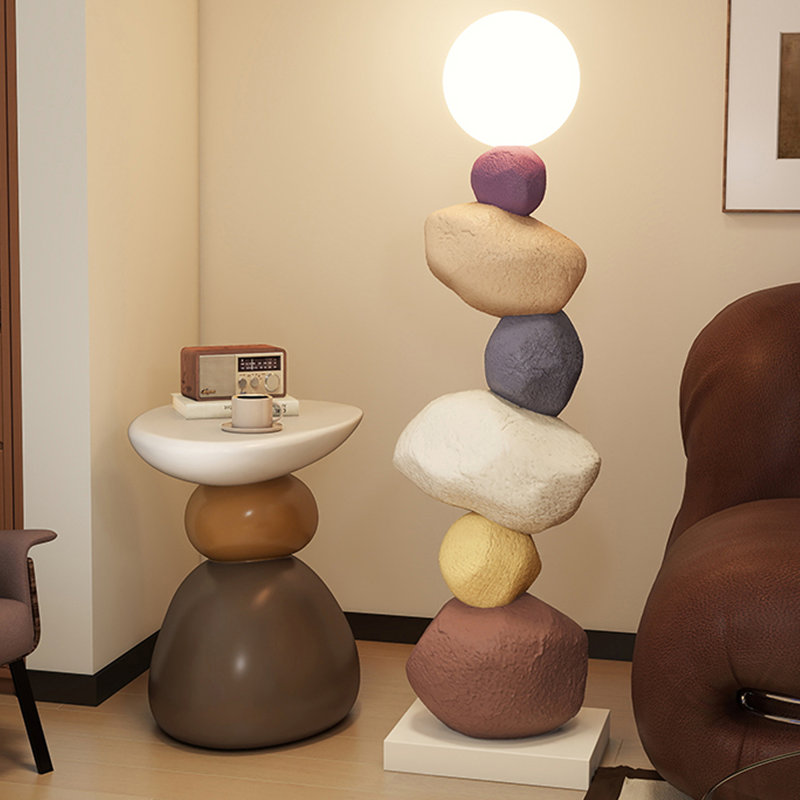 Lampes de plancher en plastique brun et blanc sans résine
