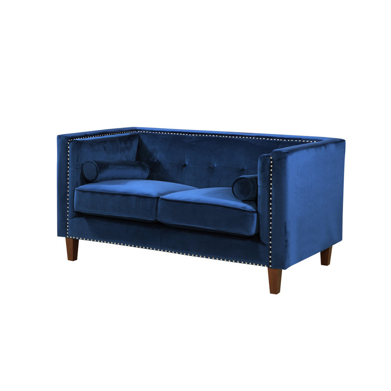 Causeuse capitonnée Chesterfield, Blue Polyester