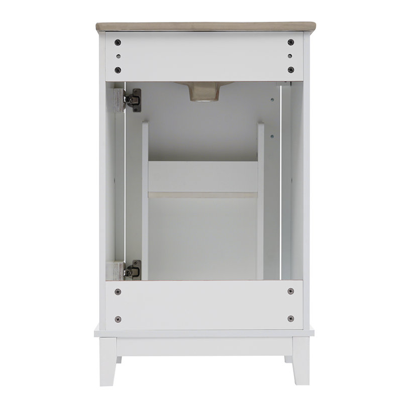 [Viedo] Petite armoire de meuble-lavabo moderne de 20 pouces avec lavabo en céramique - 20 * 15,5 * 33,3 pouces, Blanc