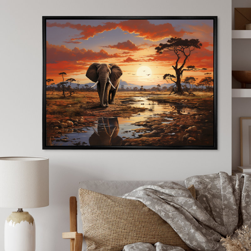 Faune d'Afrique, animaux d'Afrique sur toile, H 16 po x l 32 po x P 1 po, Cadre flottant noir