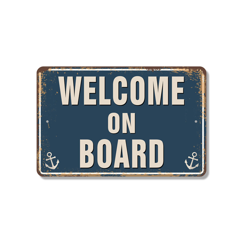 Panneau de bienvenue en plastique 13 po x 20 po Welcome On Board Street