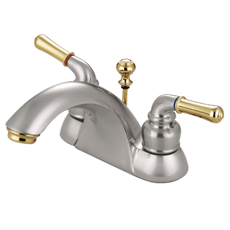 Robinet pour salle de bain avec ensemble de drain central à St. Charles, Nickel brossé / laiton poli