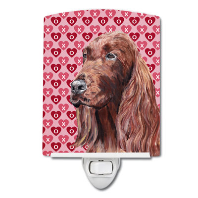 Keeshond Hearts Love and Valentines Day Portrait Ceramic Night Light