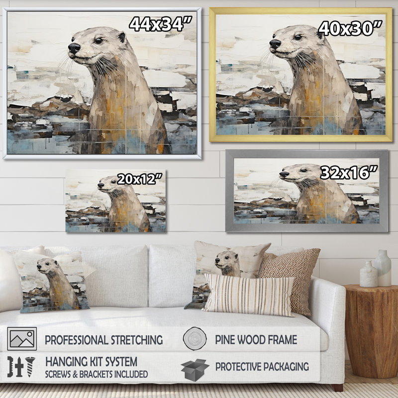 «Otter Playfulness Magic» sur toile, Cadre photo argenté, H 24 po x l 32 po x P 1 po