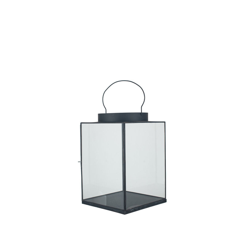 Metal Tabletop Lantern, 45cm H x 30cm W x 30cm D, Matt Black