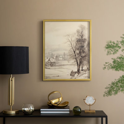 Reproduction encadrée de paysage rétro Vintage - bois massif