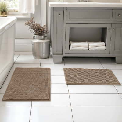 Super Soft Absorbent Microfiber Rectangle Non-Slip Bath Rug Set