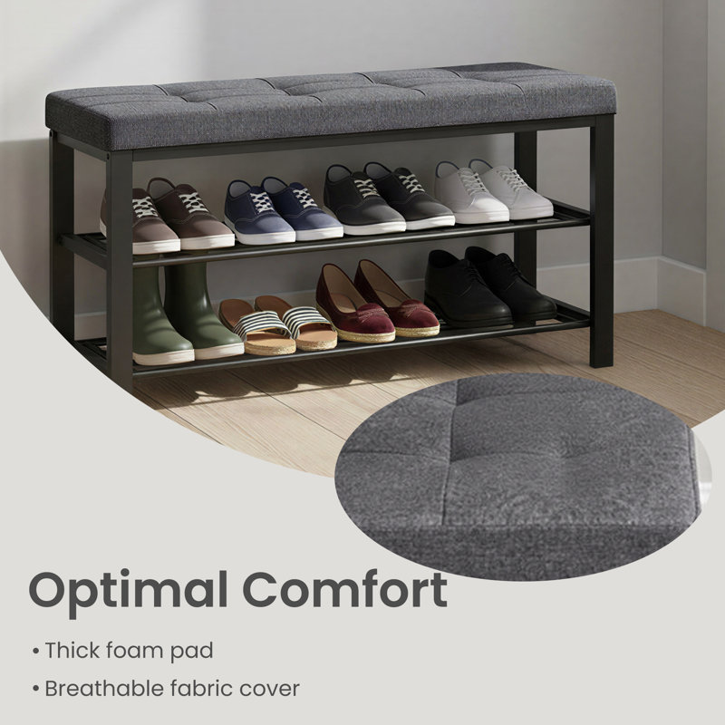 Shoe Storage Bench, Dark Gray/Ink Black