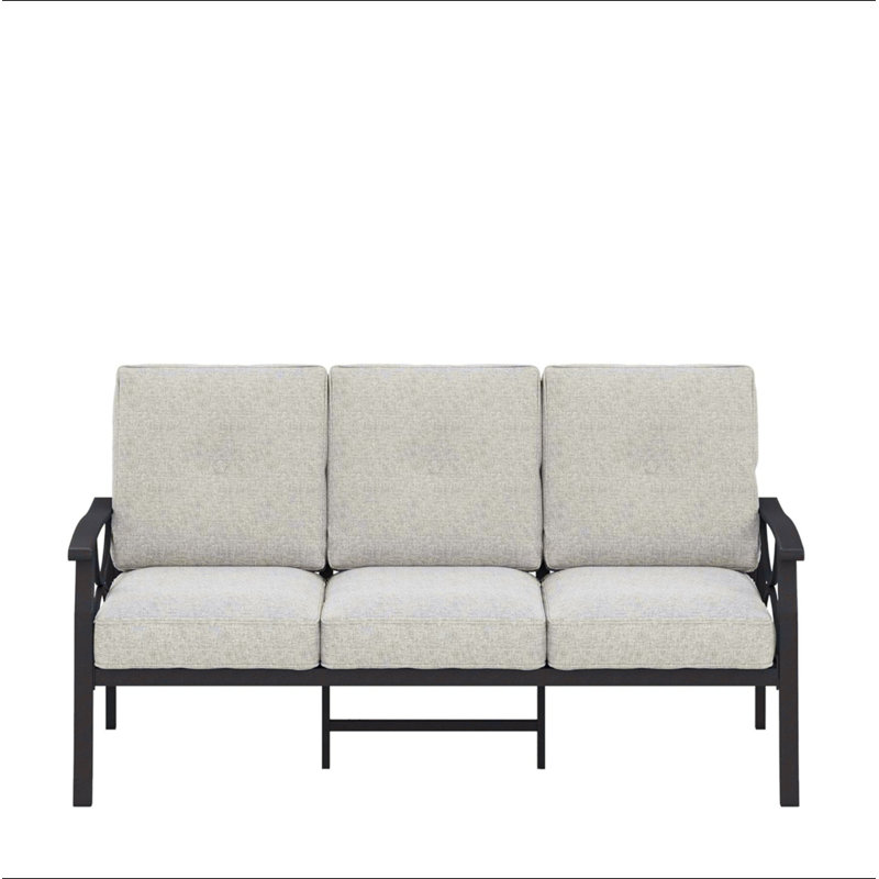 70 Inches All-Weather Metal 3-Seat Patio Sofa, Beige