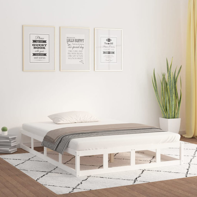 Bed Frame Solid Wood, Black, 145.5 x 195.5 cm