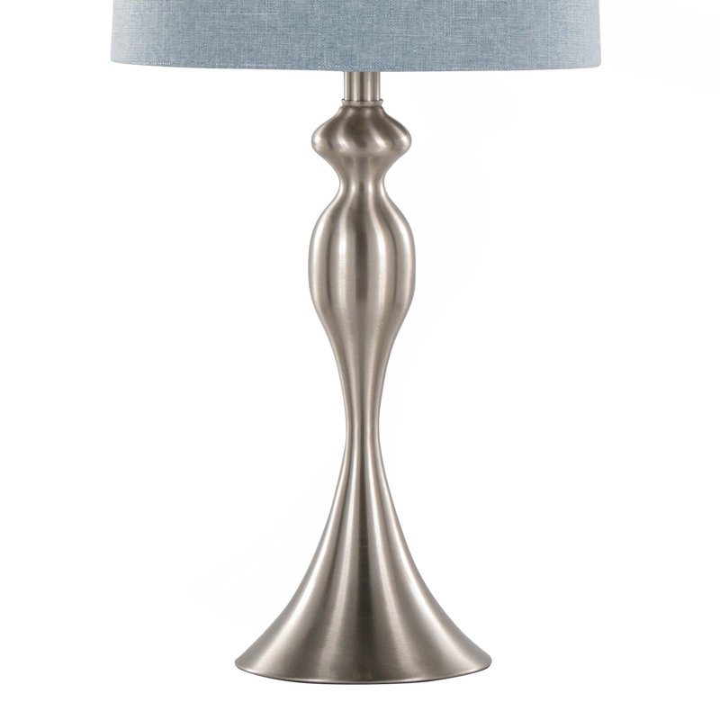 Ashland 27" Contemporary Metal Table Lamp with Linen Shade from Grandview Gallery by LumiSource - Set of 2, Light Blue