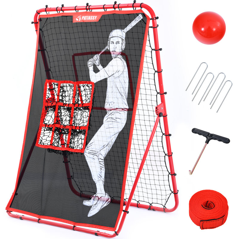2 In-1 Baseball Rebounder And Pitching Net 9 Hole