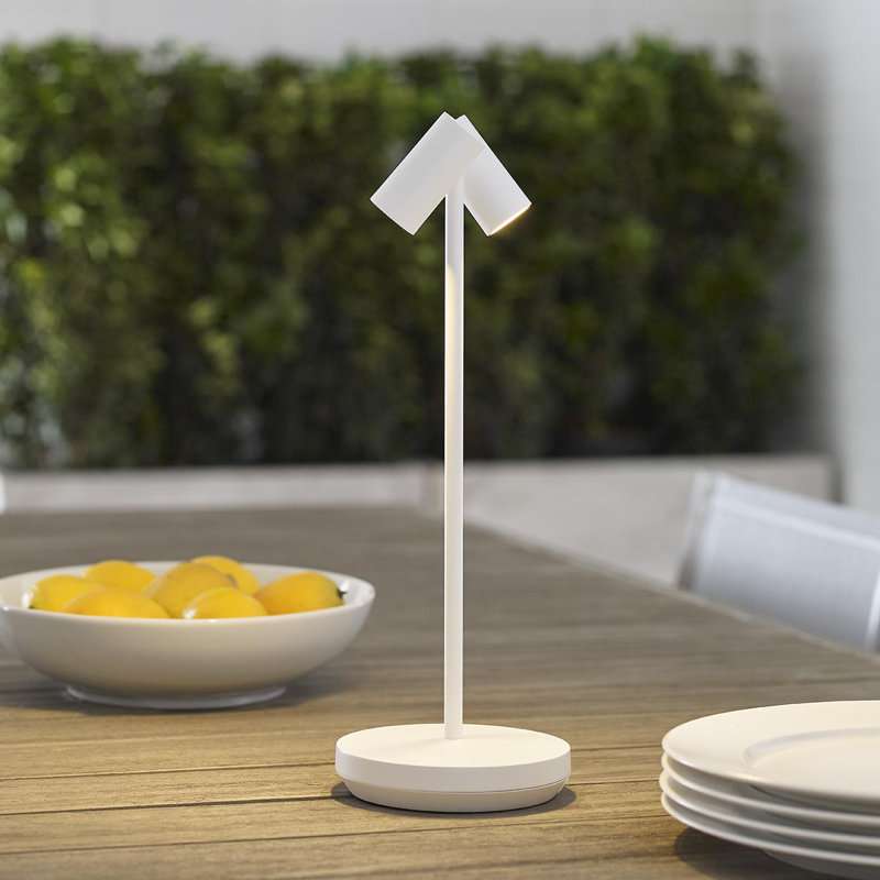 Doppia Accent Rechargeable Table Lamp, Matte White