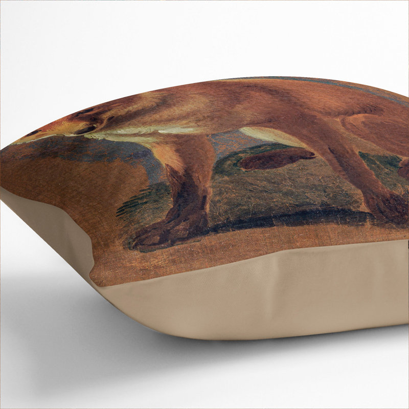 Study Of A Fox Square Throw Cushion, Stone, 40cm H x 40cm W x 15cm D