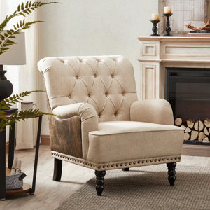 Erithon 31.5" Wide Upholstered Wingback Accent Chair Tool-Free Assembly