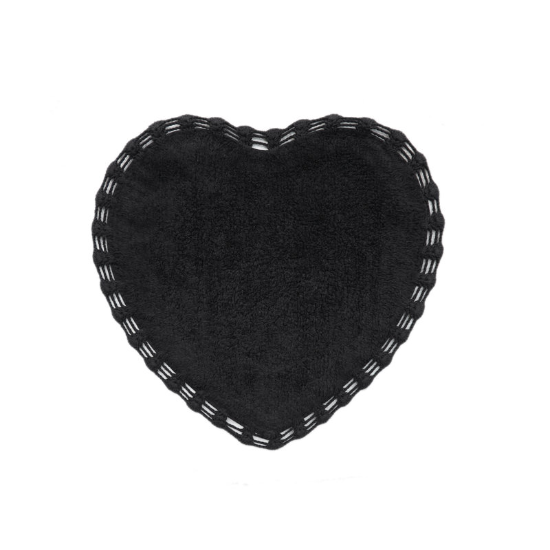 Cotton Blend Non-Slip Bath Rug, Black