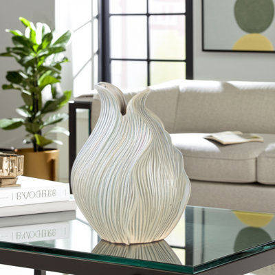Pottery Earthenware Vase with Sculptural Hollow Design - Decorative Accent for Floral Arrangements and Home Decor