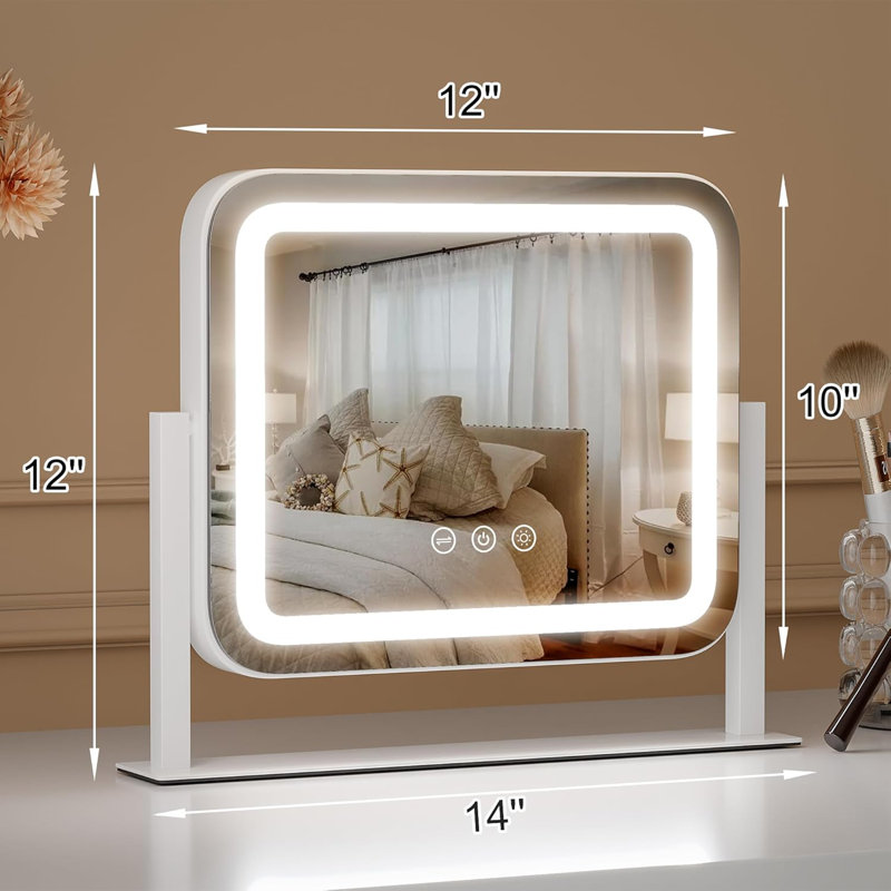 Miroir de salle de bain à DEL à intensité variable avec écran tactile - Miroir de maquillage à éclairage réglable 3 couleurs