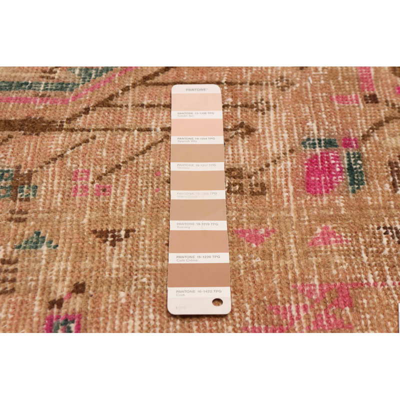 Tapis unique en laine brun clair rétro 3 pi 1 po x 10 pi 2 po Cambriella