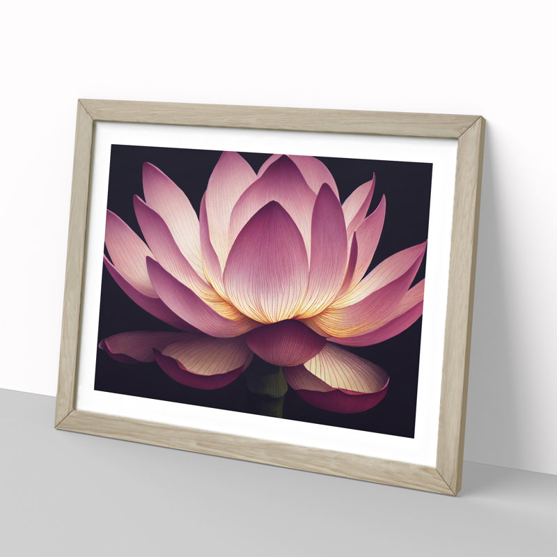Intriguing Lotus Flower - Framed Print, 25cm H x 34cm W x 2cm D, Oak