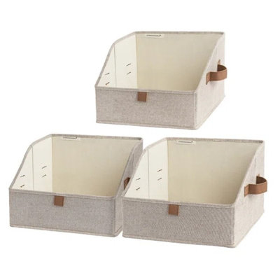 Trapezoid Closet Storage Bins, Foldable Fabric Organizer Baskets with Handles