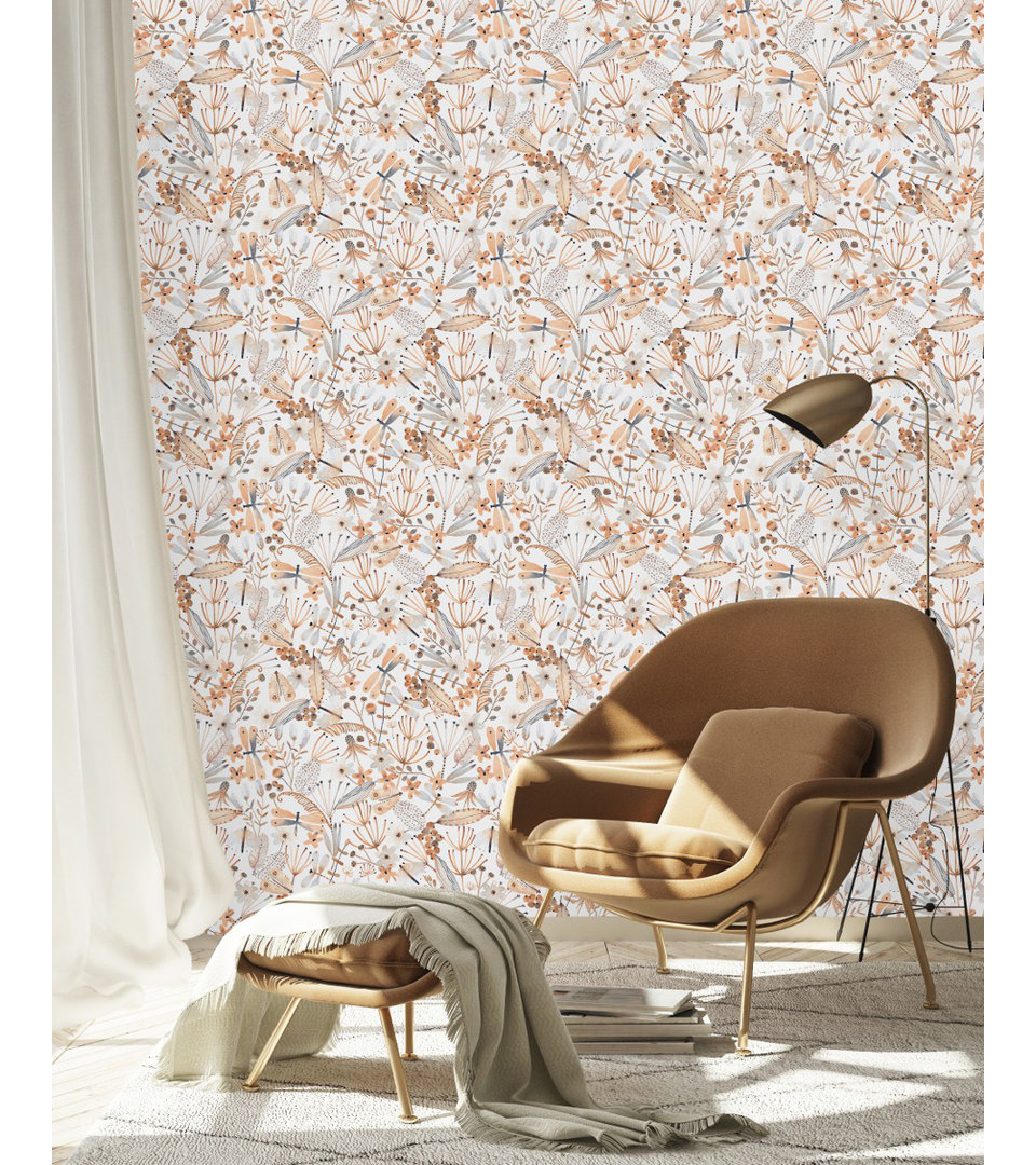 Autumn Berries And Leaves Wallpaper Peel & Stick Floral Roll Red Barrel Studio®