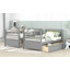 Lit superposé simple en bois avec deux tiroirs - gris (peu encombrant, robuste et durable)-769078322