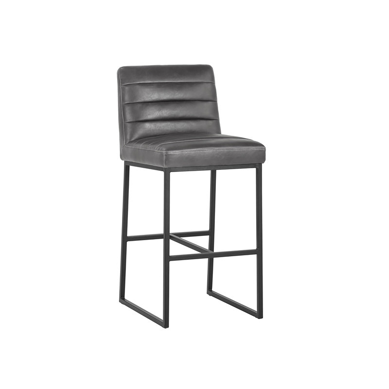 Spyros Upholstered Bar Stool, Gray, Counter Stool (26" Seat Height)