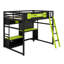 Lit mezzanine en bois avec bureau, tablettes, lumières DEL, ports USB et panneau perforé-808668907