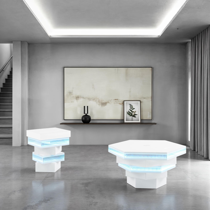 Port de charge sans fil 1pc de style contemporain avec lumières DEL à finition blanche