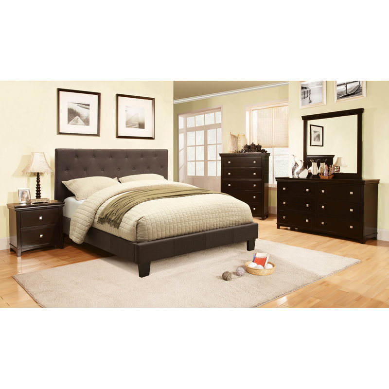 Ensemble de chambre à coucher standard 4 pièces Tussey, Très grand, Espresso
