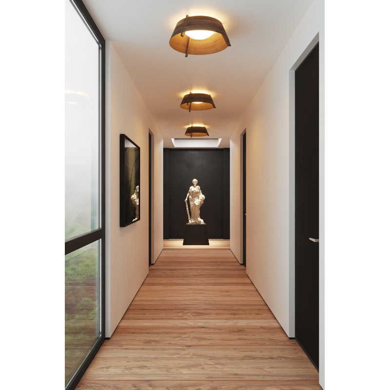 Casia 18" LED Flush Mount, Distressed Brass, 3500 K, Walnut